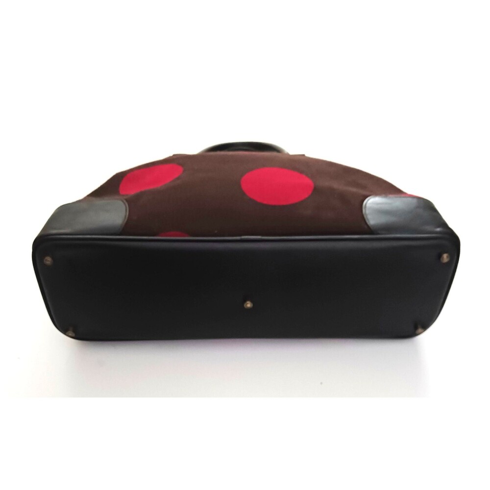 Hartman Luxe Collection Weekender Travel Bag Brown / Red Polka Dots Leather Trim - Picture 6 of 12